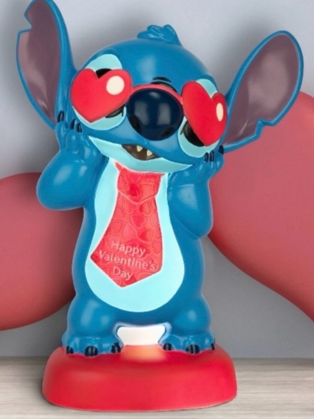 New 12'' Light Up Disney Stitch Decor with Heart Sunglasses & Red Tie